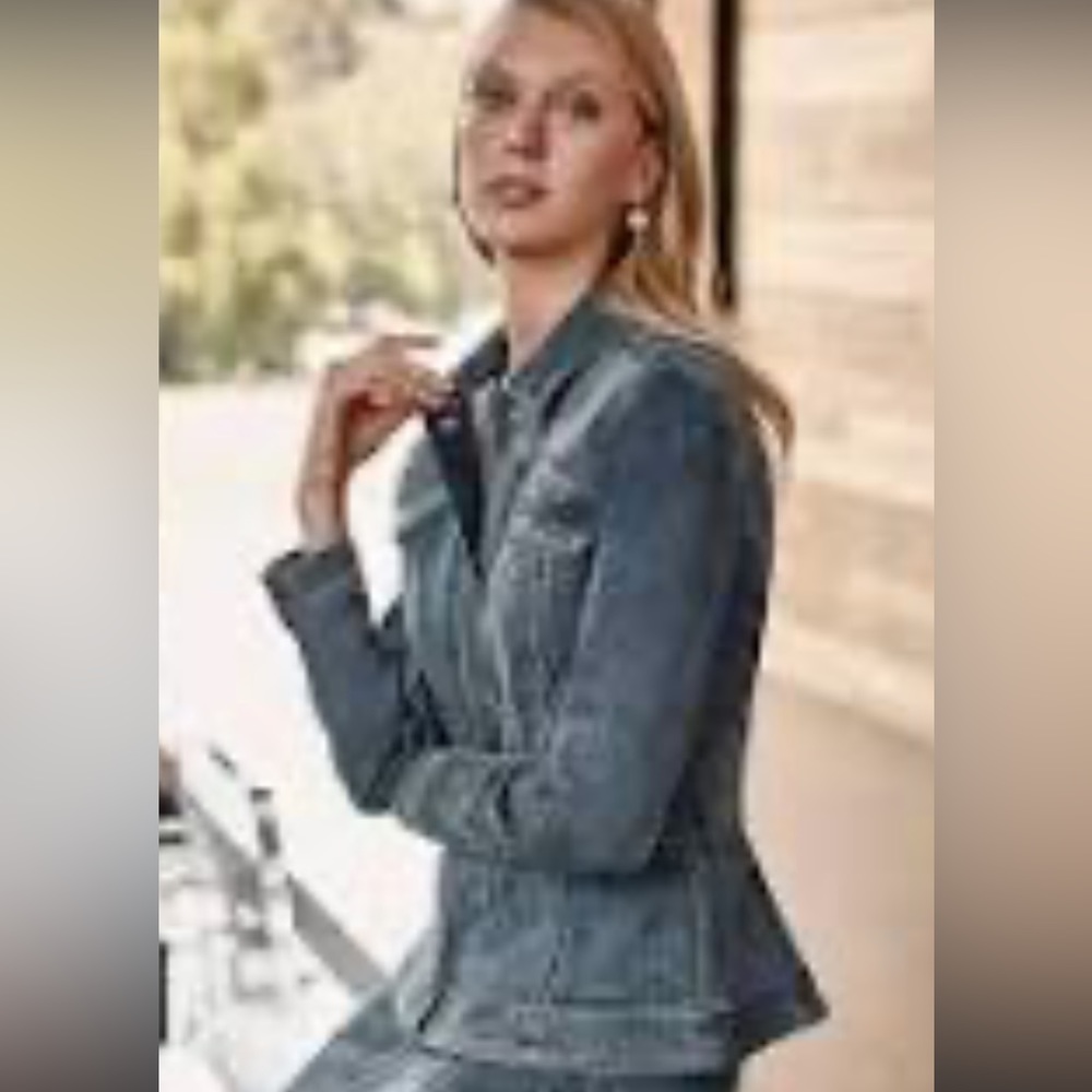 White House Black Market Denim Jacket w Peplum